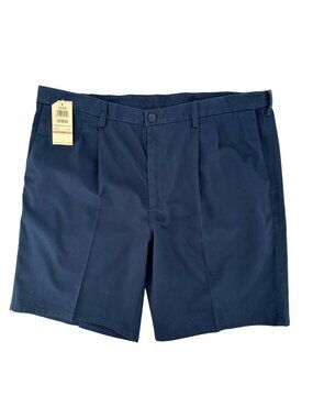 NWT Haggar Mens Navy Pleated Cotton Shorts 42W  Classic Fit 100% Cotton